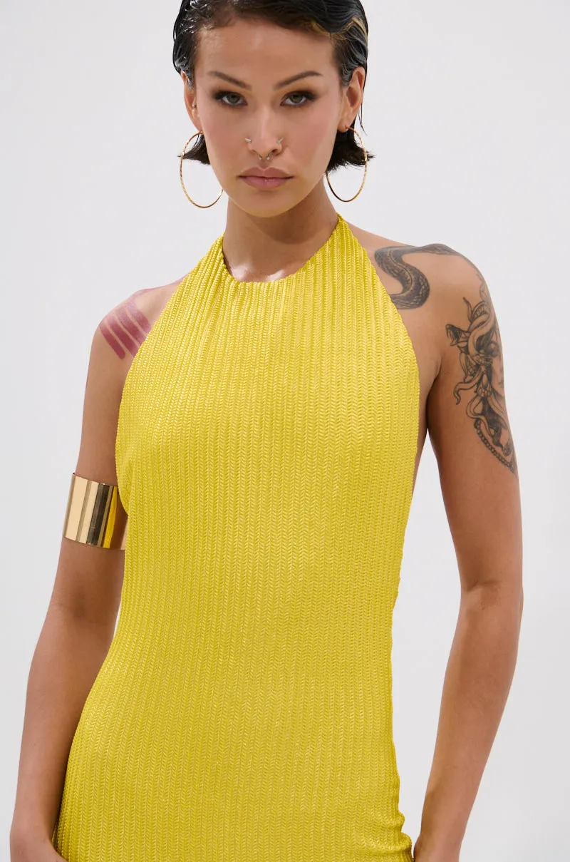 STRUCK GOLD METALLIC MIDI DRESS IN YELLOW sold by AKIRA product image thumbnail 5