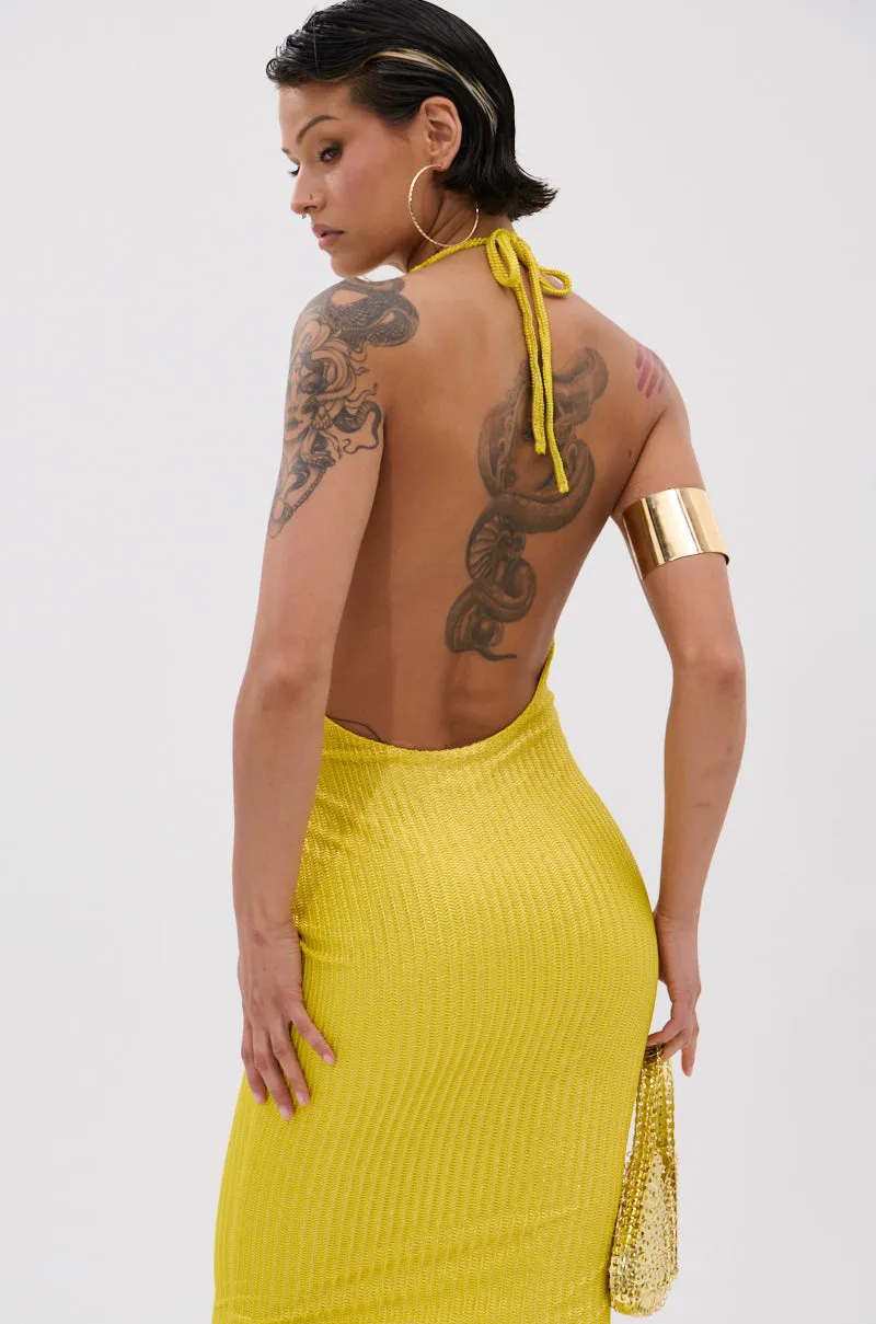 STRUCK GOLD METALLIC MIDI DRESS IN YELLOW sold by AKIRA product image thumbnail 4
