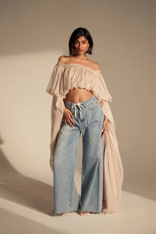YOU BET DRAWSTRING WIDE LEG JEANS sold by AKIRA