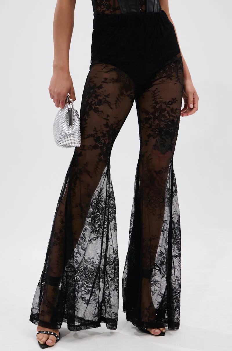 TOO GOOD FOR THIS LACE FLARE LEGGING sold by AKIRA