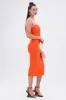 NOT TOO SIMPLE BANDAGE MIDI DRESS IN ORANGE sold by AKIRA