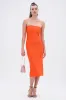 NOT TOO SIMPLE BANDAGE MIDI DRESS IN ORANGE sold by AKIRA
