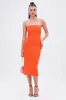NOT TOO SIMPLE BANDAGE MIDI DRESS IN ORANGE sold by AKIRA