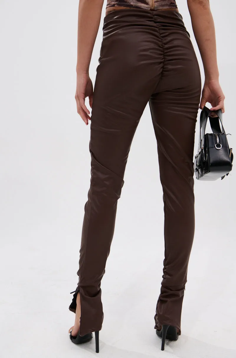 HANGING ON PU RUCHED LEGGING sold by AKIRA