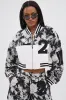 PAINT THE ROSES RED JACQUARD BOMBER sold by AKIRA