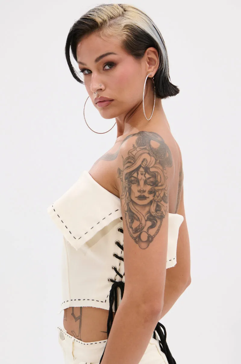 BREAK MY LOVE LINEN TUBE TOP sold by AKIRA product image thumbnail 5