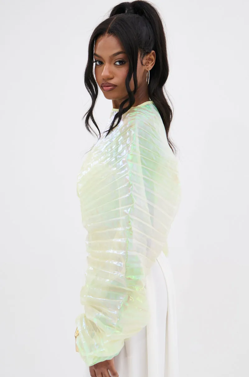 CHAR PLEATED IRIDESCENT CROP TOP sold by AKIRA product image thumbnail 5