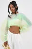 CHAR PLEATED IRIDESCENT CROP TOP sold by AKIRA