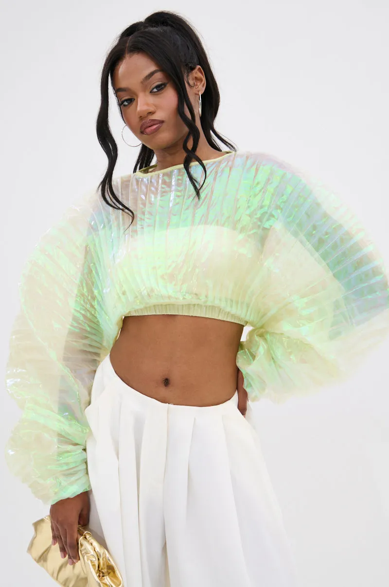 CHAR PLEATED IRIDESCENT CROP TOP sold by AKIRA product image thumbnail 4