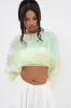 CHAR PLEATED IRIDESCENT CROP TOP sold by AKIRA