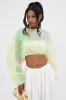 CHAR PLEATED IRIDESCENT CROP TOP sold by AKIRA