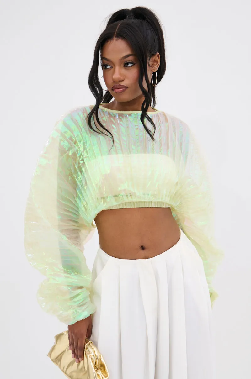 CHAR PLEATED IRIDESCENT CROP TOP sold by AKIRA product image thumbnail 2