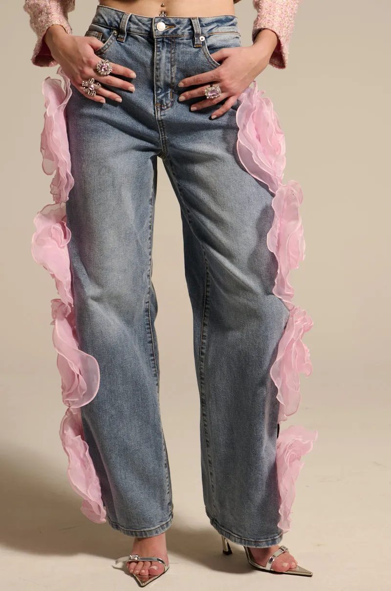 FLOWER GIRLIE APPLIQUE DENIM JEANS sold by AKIRA product image thumbnail 2