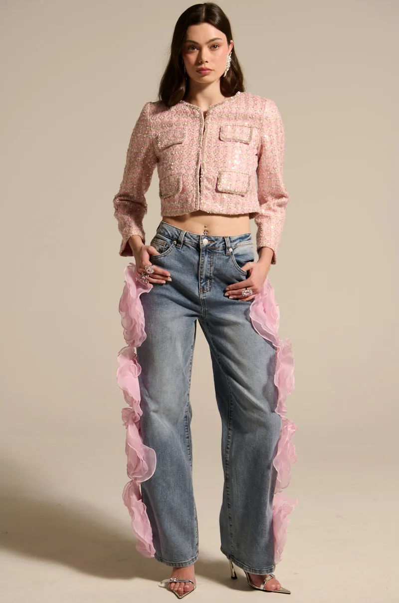 FLOWER GIRLIE APPLIQUE DENIM JEANS sold by AKIRA product image thumbnail 5