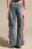 FLOWER GIRLIE APPLIQUE DENIM JEANS sold by AKIRA