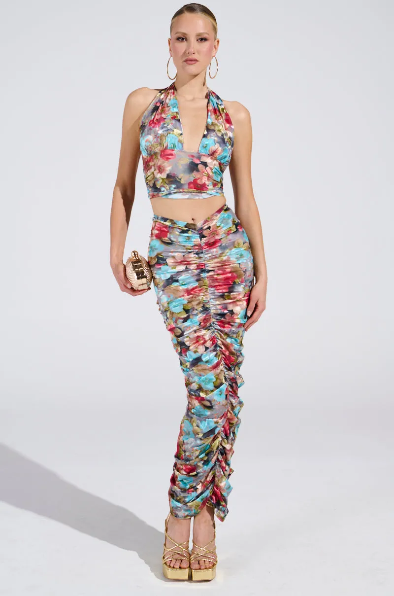 BURNT OUT CRUSHED VELVET FLORAL HALTER TOP sold by AKIRA product image thumbnail 5