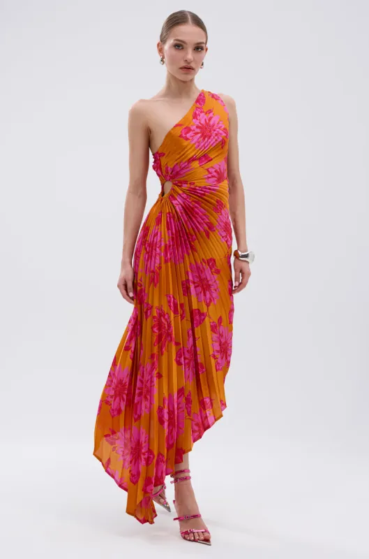 RADIANT ENERGY PRINTED MIDI DRESS sold by AKIRA