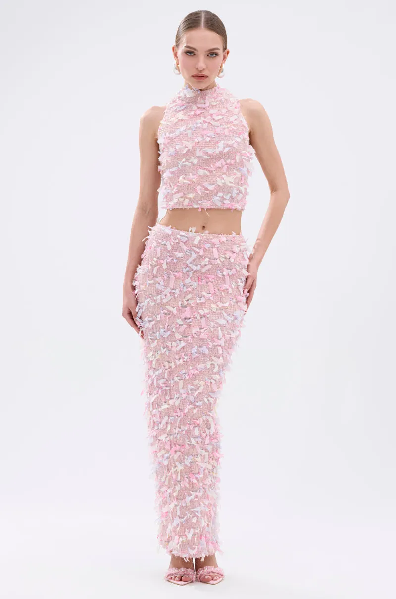 WILD AND FREE FRINGE MAXI SKIRT sold by AKIRA