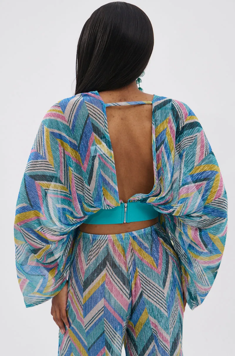 GRISELDA PRINTED CROP LONG SLEEVE TOP sold by AKIRA product image thumbnail 4