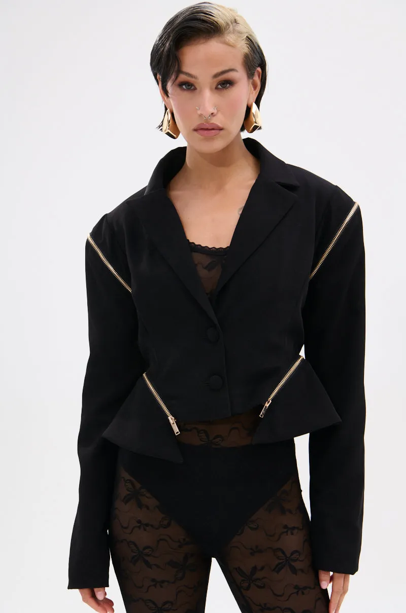 ZIPPED UP PEPLUM BLAZER sold by AKIRA product image thumbnail 5