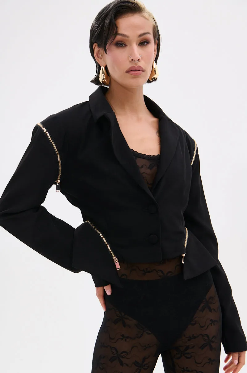 ZIPPED UP PEPLUM BLAZER sold by AKIRA product image thumbnail 4