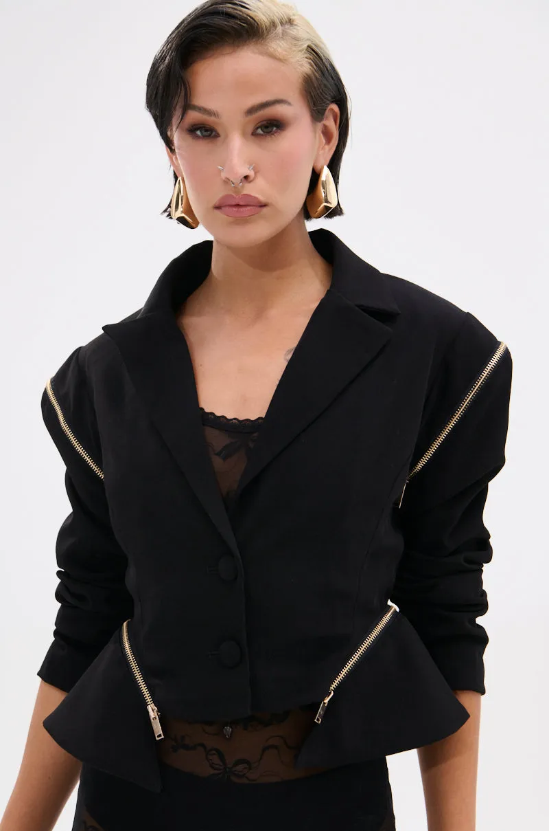 ZIPPED UP PEPLUM BLAZER sold by AKIRA product image thumbnail 2