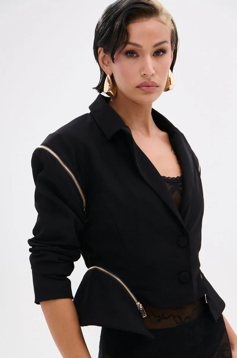 ZIPPED UP PEPLUM BLAZER sold by AKIRA product image thumbnail 3