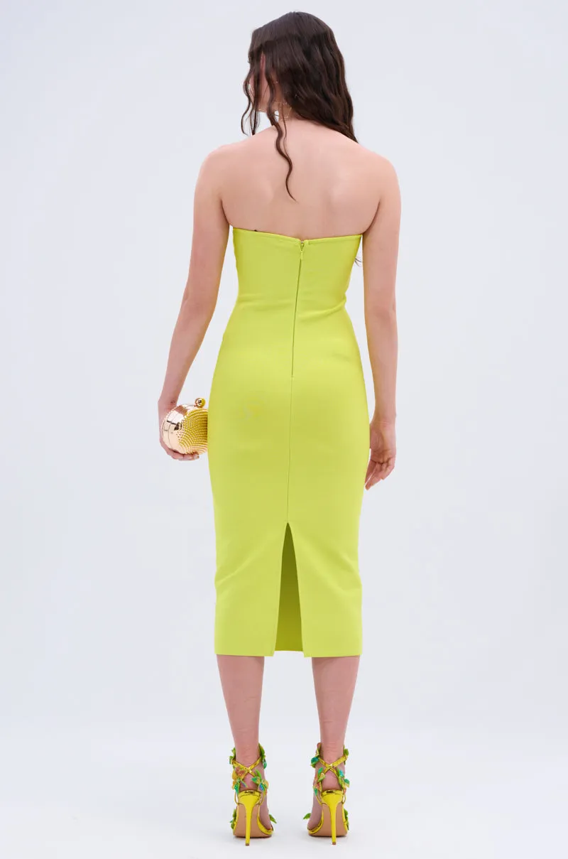 NOT TOO SIMPLE BANDAGE MIDI DRESS IN CHARTREUSE sold by AKIRA product image thumbnail 4