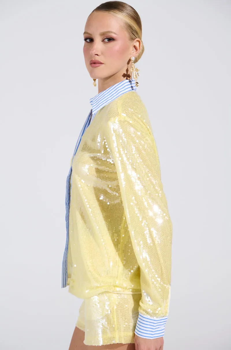 DOLLY SEQUIN BUTTON DOWN TOP sold by AKIRA product image thumbnail 4