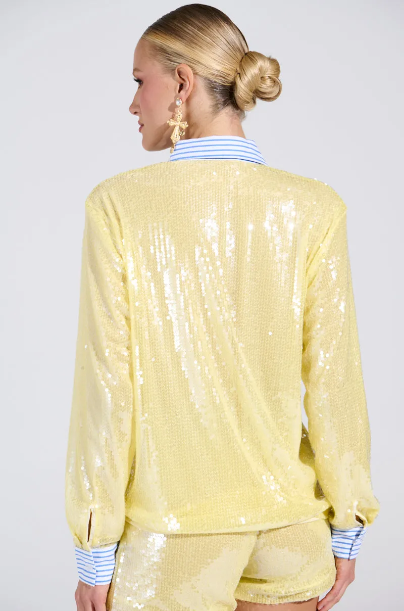 DOLLY SEQUIN BUTTON DOWN TOP sold by AKIRA product image thumbnail 5