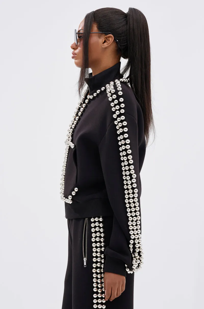 BALLS TO THE WALL ZIP UP SWEATSHIRT IN BLACK sold by AKIRA product image thumbnail 3