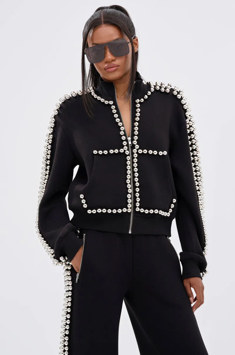 BALLS TO THE WALL ZIP UP SWEATSHIRT IN BLACK sold by AKIRA product image thumbnail 2