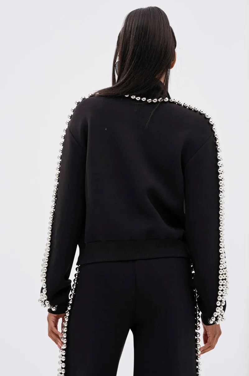 BALLS TO THE WALL ZIP UP SWEATSHIRT IN BLACK sold by AKIRA product image thumbnail 4