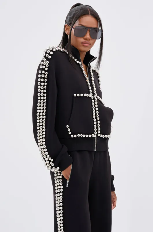 BALLS TO THE WALL ZIP UP SWEATSHIRT IN BLACK sold by AKIRA