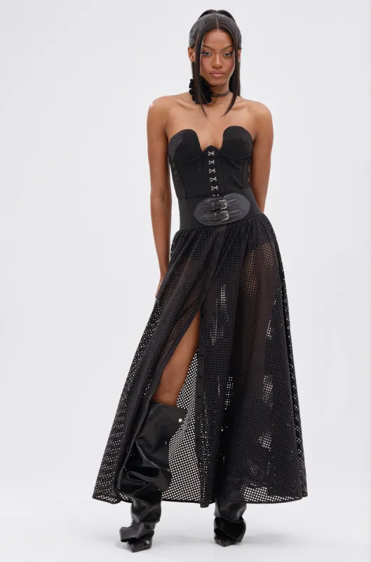 NICOLE BELTED MAXI SKIRT sold by AKIRA