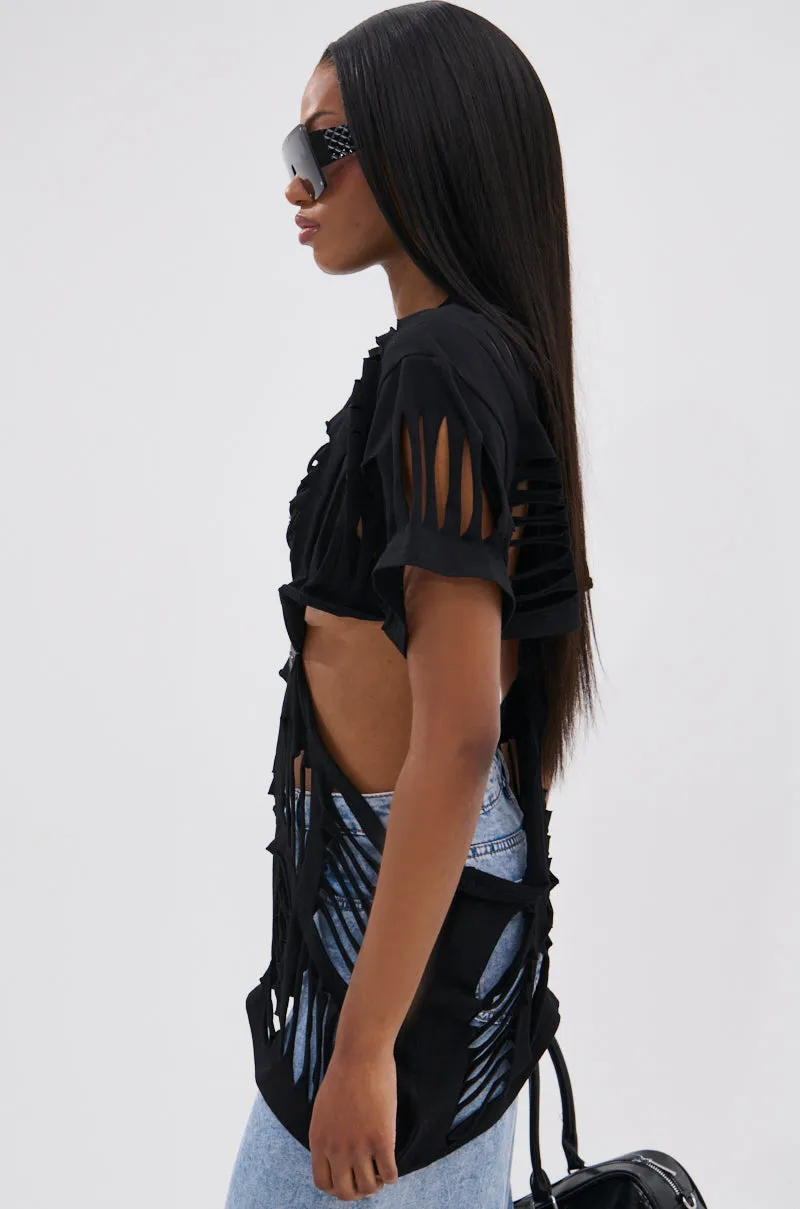 SHREDDED OVERSIZED SHORT SLEEVE TEE sold by AKIRA product image thumbnail 4