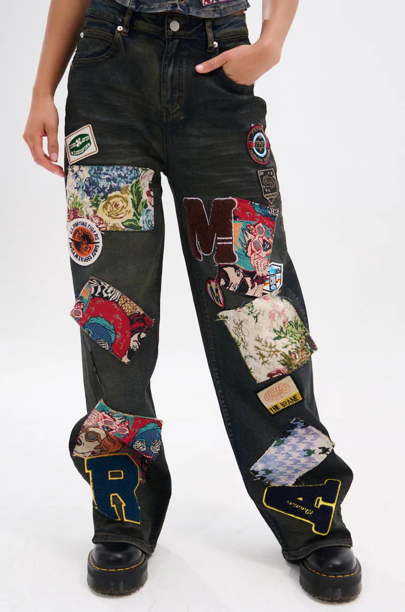 ARTS AND CRAFTS PATCH WORK DENIM PANTS sold by AKIRA product image thumbnail 3
