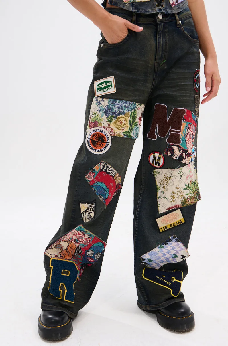 ARTS AND CRAFTS PATCH WORK DENIM PANTS sold by AKIRA product image thumbnail 2