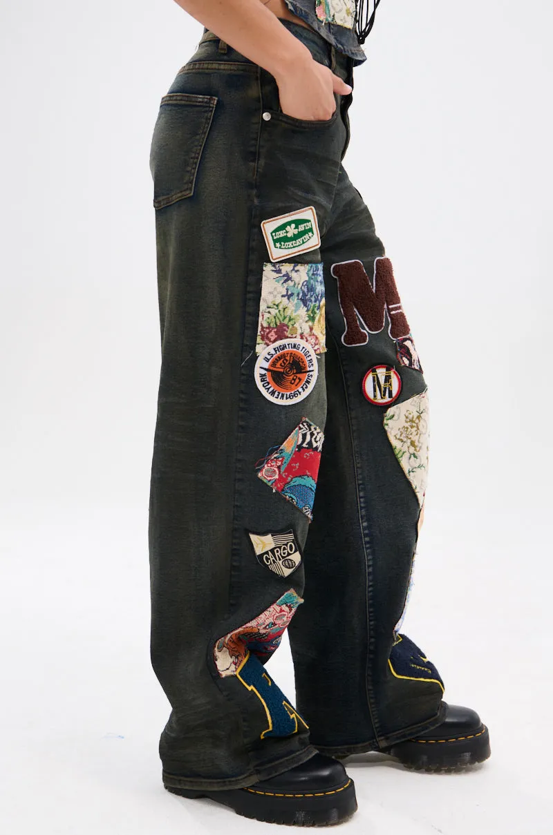 ARTS AND CRAFTS PATCH WORK DENIM PANTS sold by AKIRA product image thumbnail 4