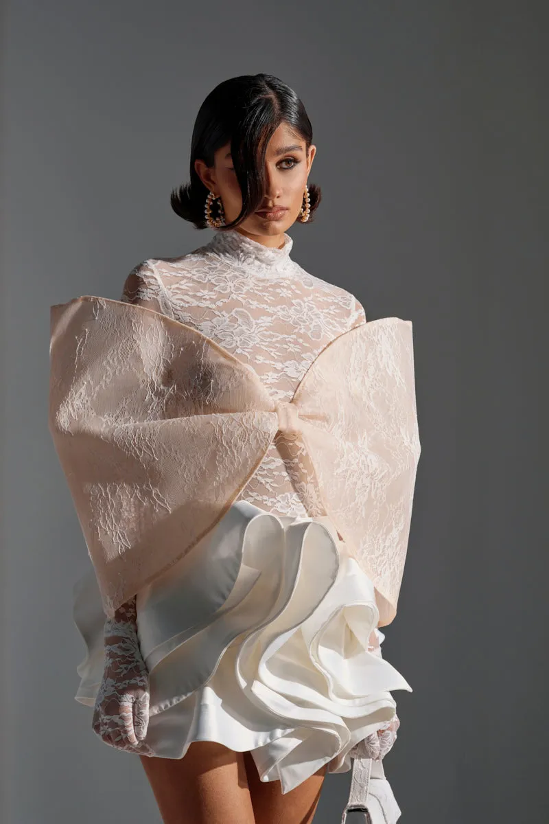 I'M A STAR LACE BOW TOP sold by AKIRA