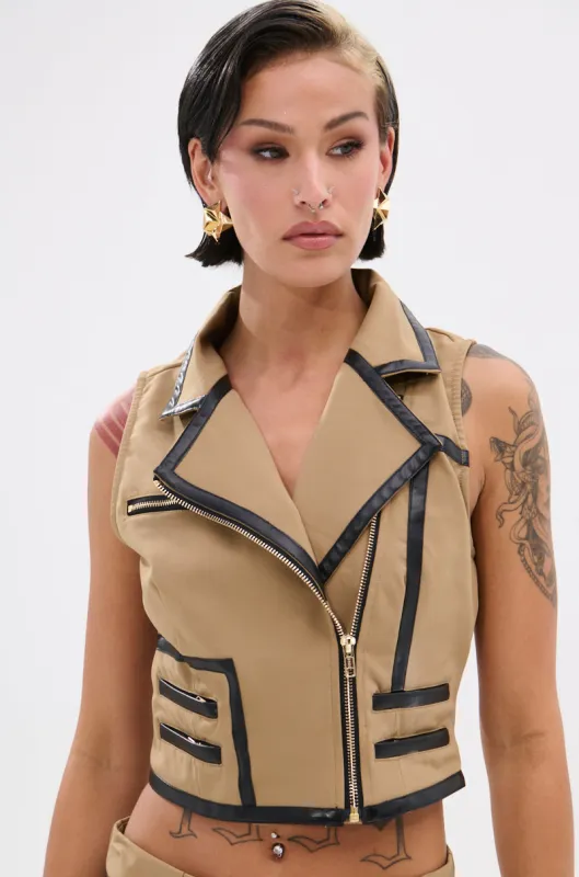 EAST HAMPTON VEST IN BROWN sold by AKIRA