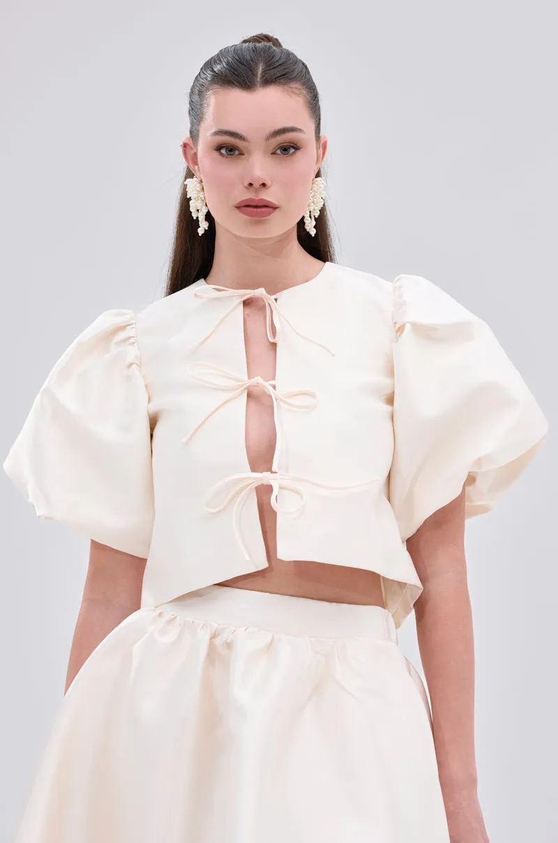 GIRL POWER CROP TIE FRONT TOP sold by AKIRA