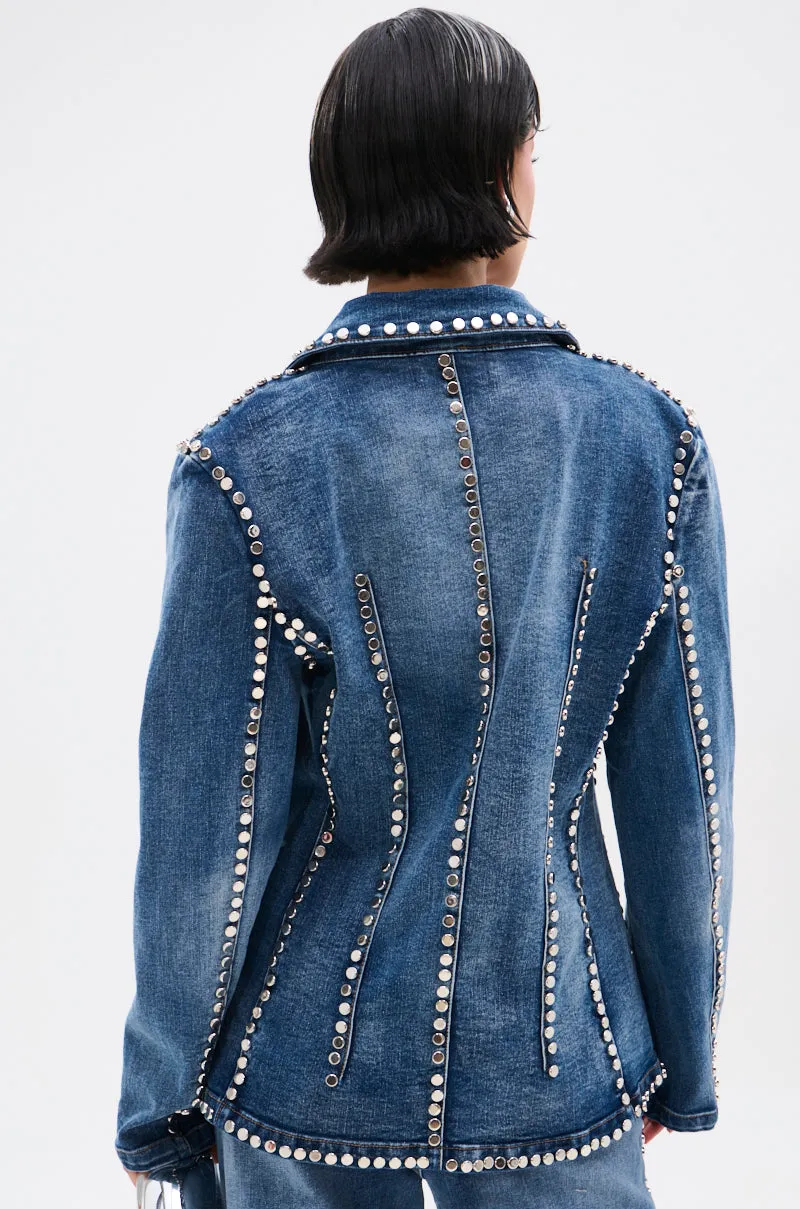 MY OWN THING STUDDED DENIM BLAZER sold by AKIRA product image thumbnail 5
