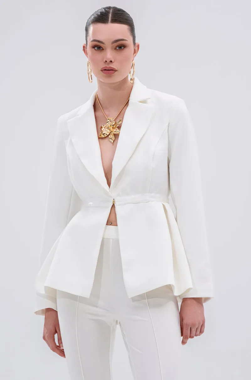 CANARY PEPLUM BLAZER IN WHITE sold by AKIRA