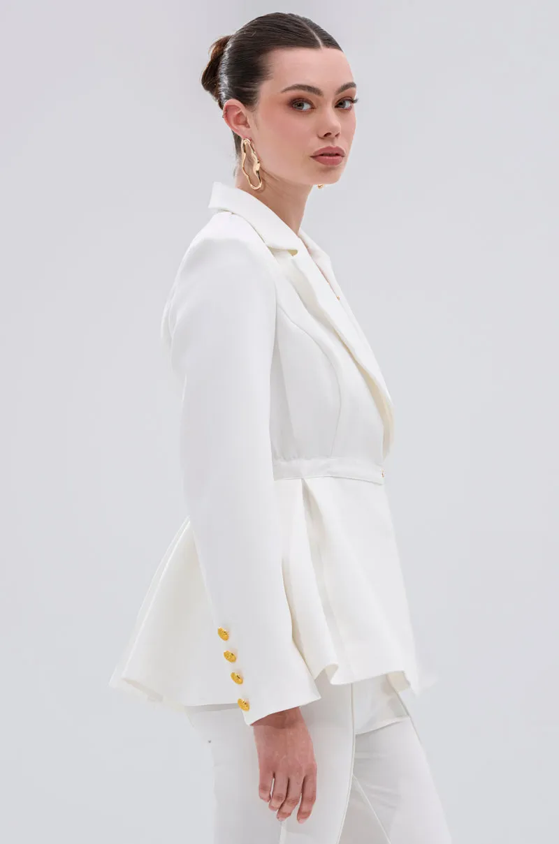 CANARY PEPLUM BLAZER IN WHITE sold by AKIRA product image thumbnail 3