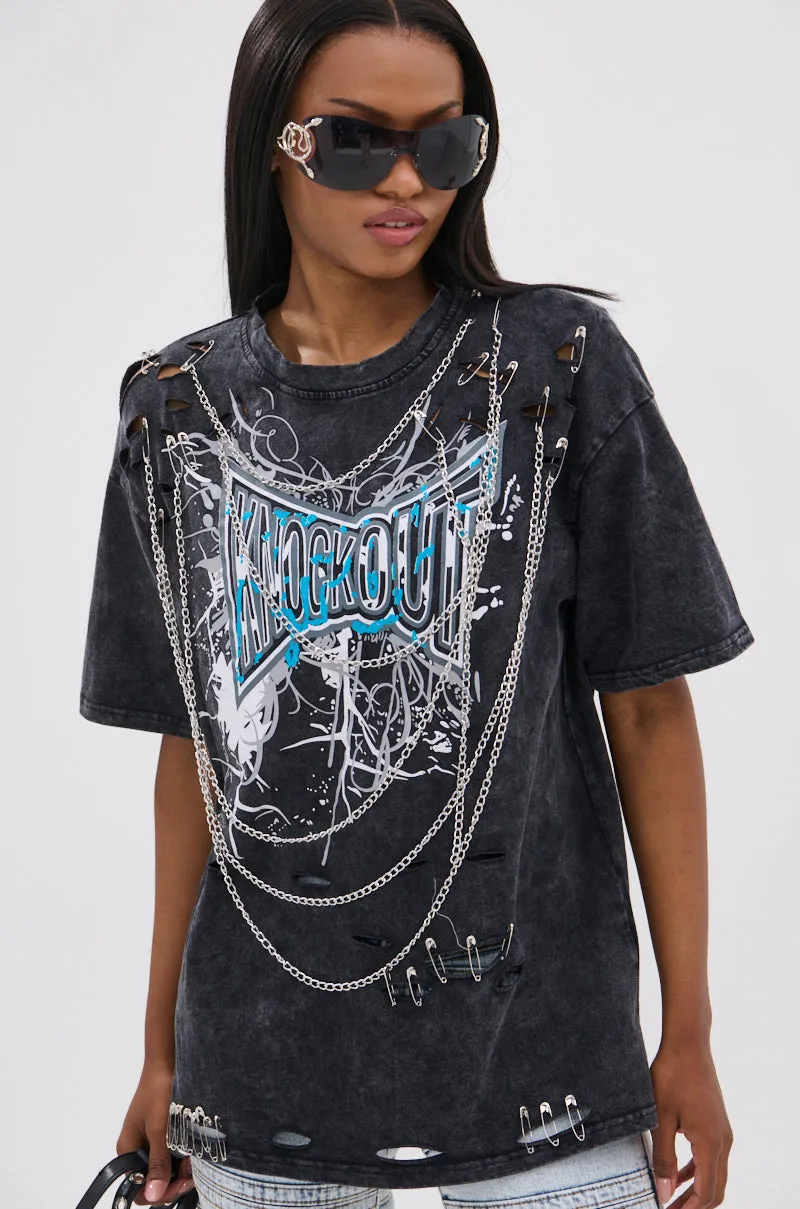 KNOCK YOURSELF OUT DISTRESSED TEE sold by AKIRA product image thumbnail 2