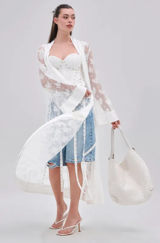 BORA BORA LACE DUSTER IN WHITE sold by AKIRA
