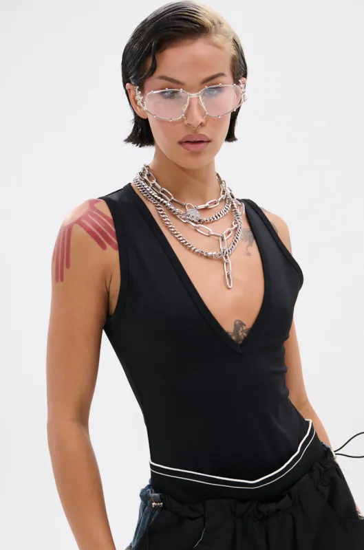 PAXTON PLUNGE SLEEVELESS BODYSUIT sold by AKIRA