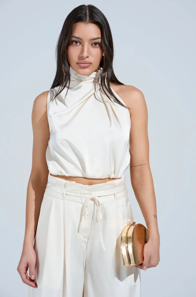 BLAKE SATIN MOCK NECK TOP sold by AKIRA
