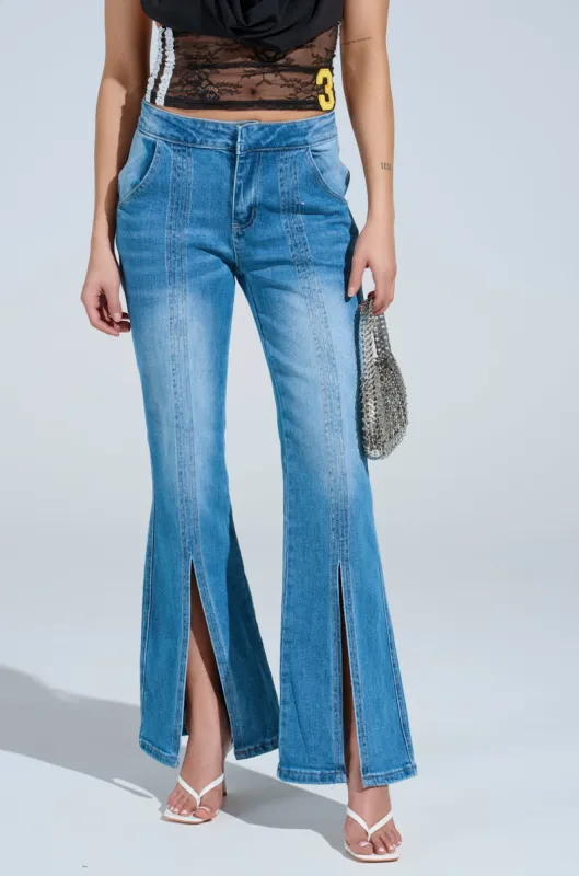 SPLIT HEM BOOTCUT TROUSER JEAN sold by AKIRA